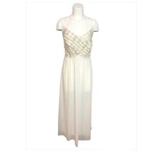 Laura Plus Off White Chiffon Ruffle Gown Size 14 Bridal Black Tie Formal